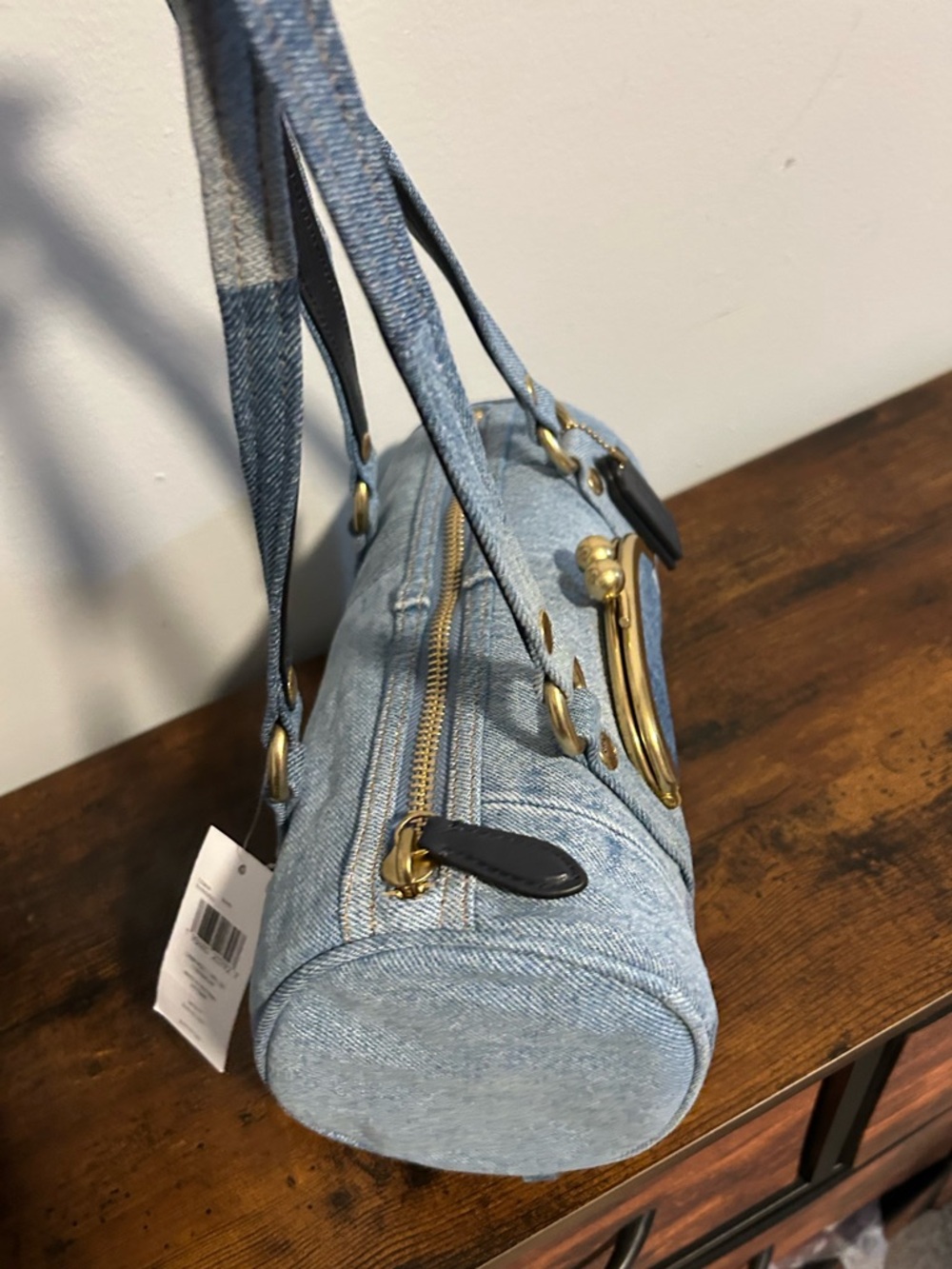 Coach Denim Kisslock Barrel Bag 28 - Picture 2 of 14